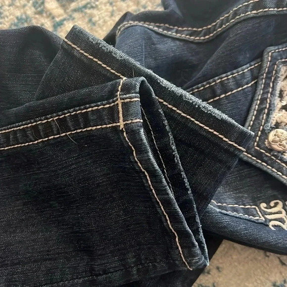 Miss Me Mid-Rise Skinny Dark Wash Houndstooth sequin size 27 inseam 29 - Picture 7 of 7